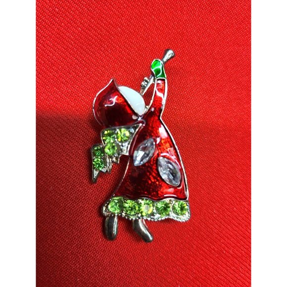 Christmas Pin Brooch Christmas Reindeer Holly Leaf Candle Angel Set of 3 - Picture 7 of 12